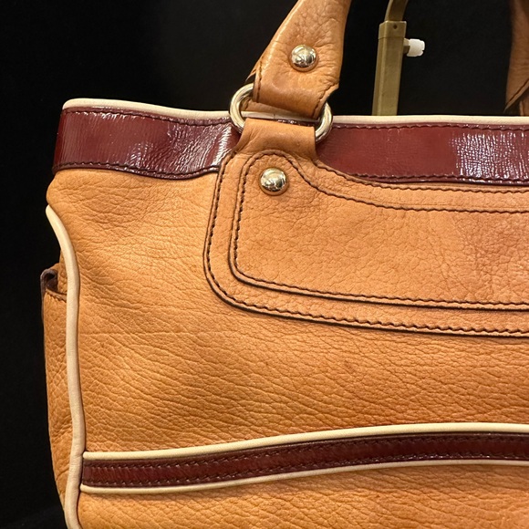 Celine Gorgeous Tan and Red Leather Satchel - Picture 4 of 16